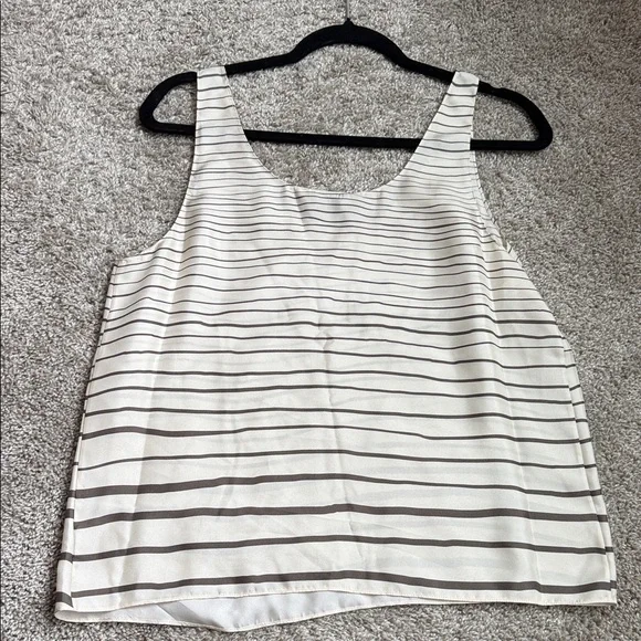 Theory Ivory and Charcoal Striped Tank Top M / L - Picture 4 of 4